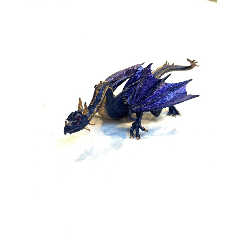Metallic Purple and Gold Dragon Figurine Mythical Fantasy Collectible Statue